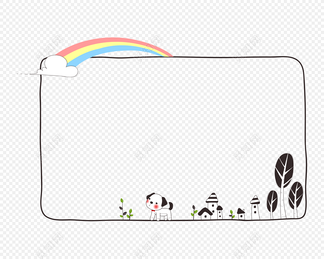 手绘卡通可爱花边边框素材
