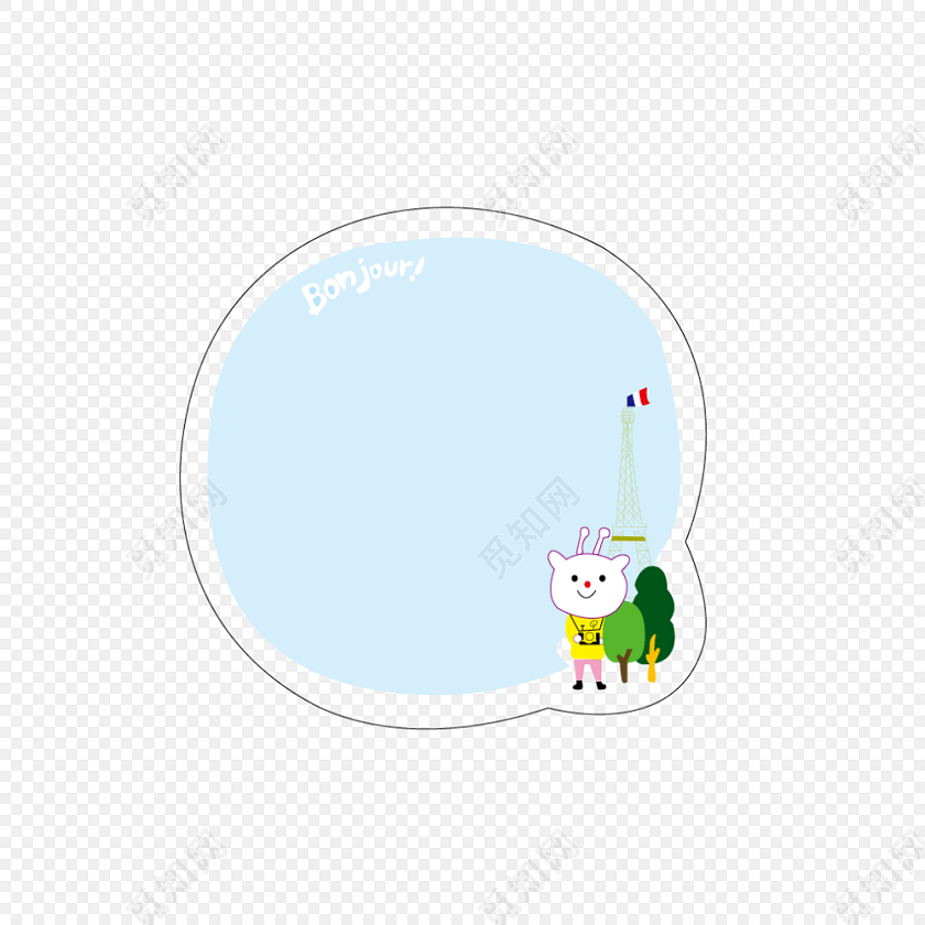 手绘卡通可爱花边边框素材