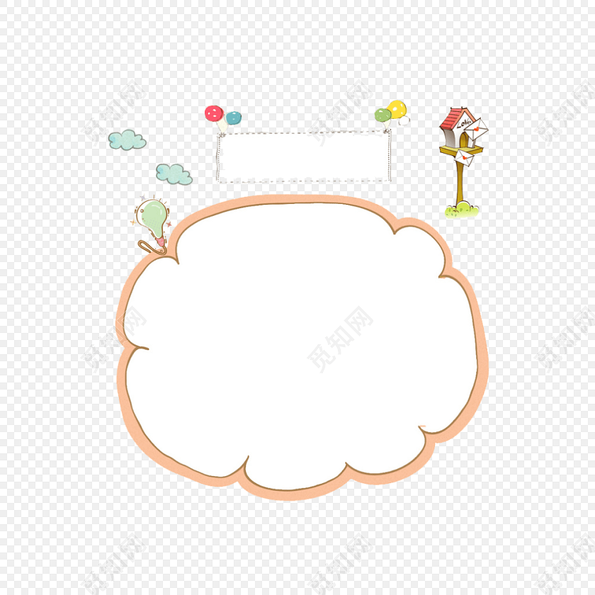 手绘卡通可爱花边边框素材