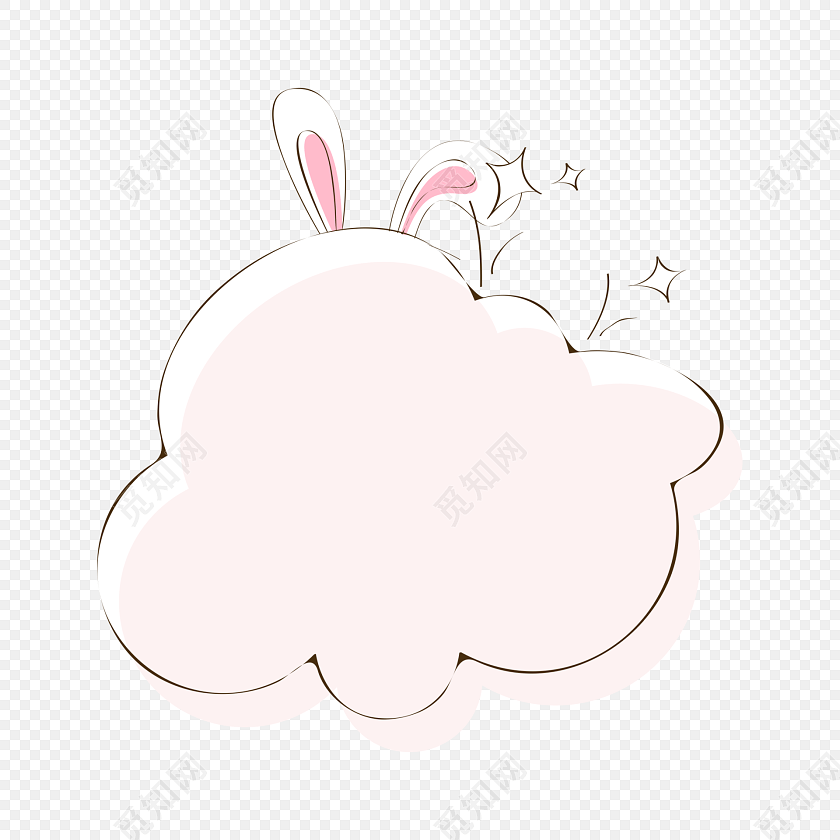 手绘卡通云朵花边边框素材