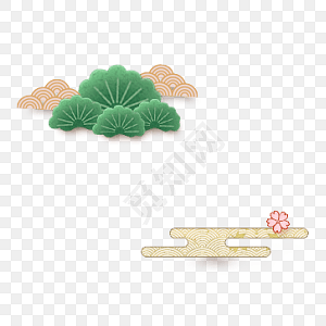 松树装饰花边边框中秋素材