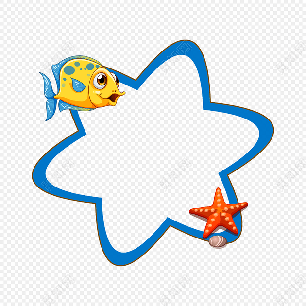 海洋元素星星花边边框小报边框图框
