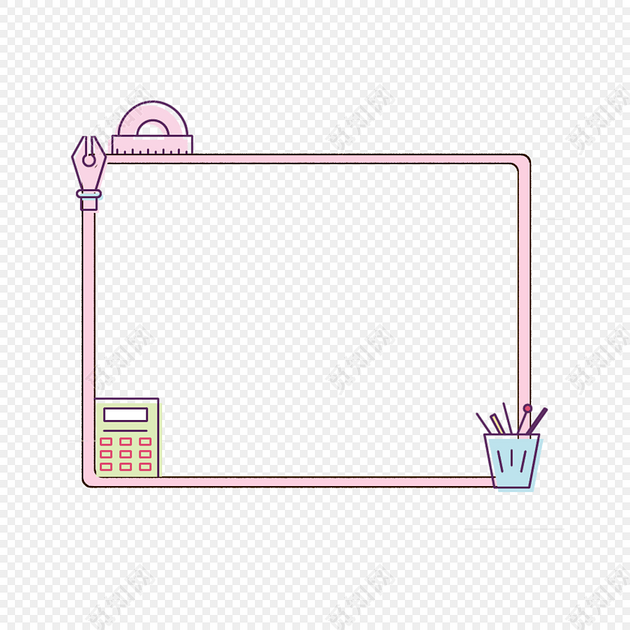 粉色图框花边边框小报边框标签:png素材 免抠素材 花边边框 卡通 手绘