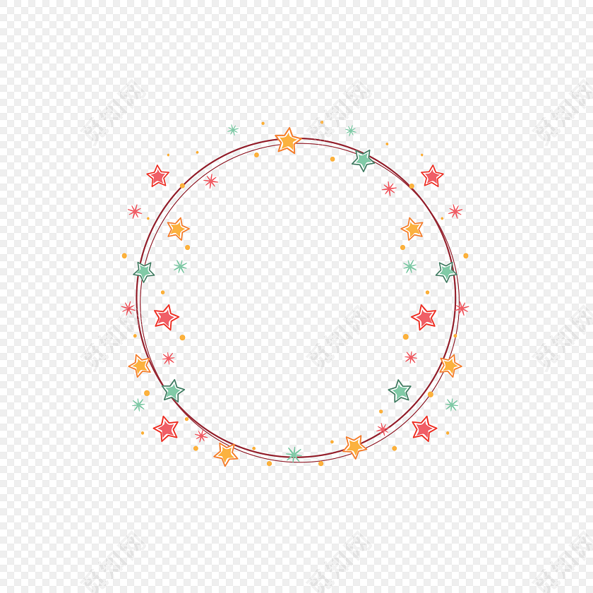 手绘卡通星星花边边框素材