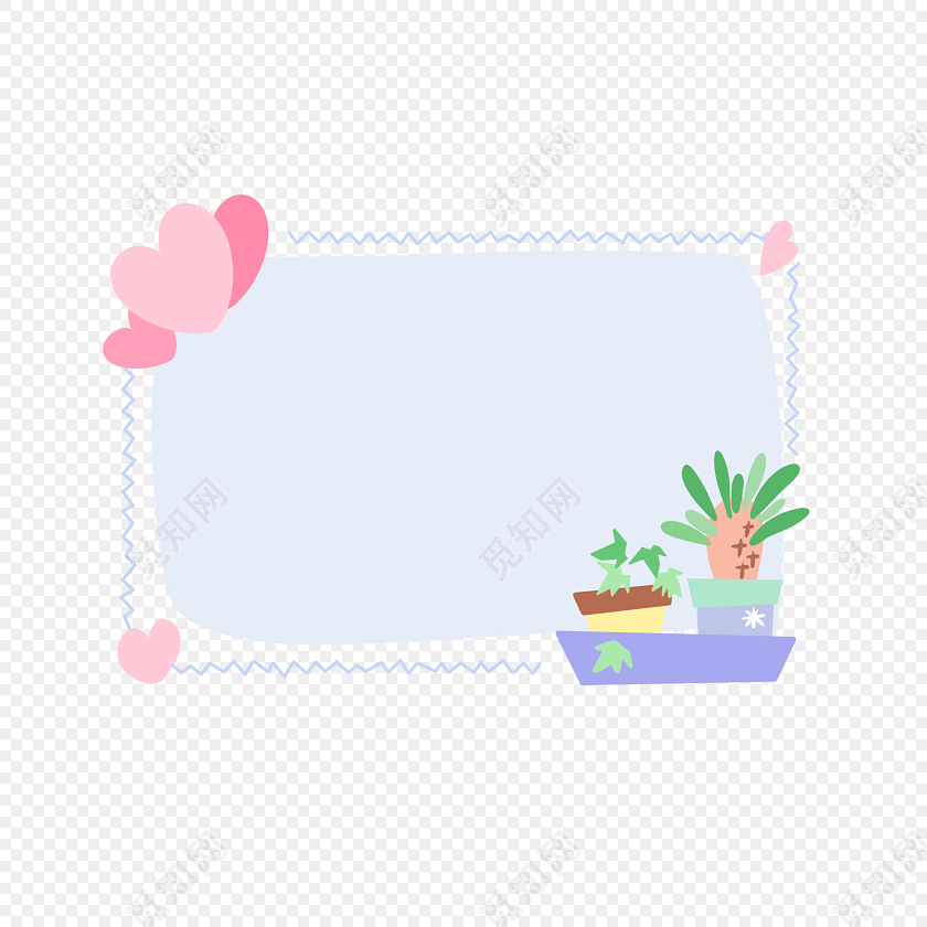 手绘卡通植物花边边框素材