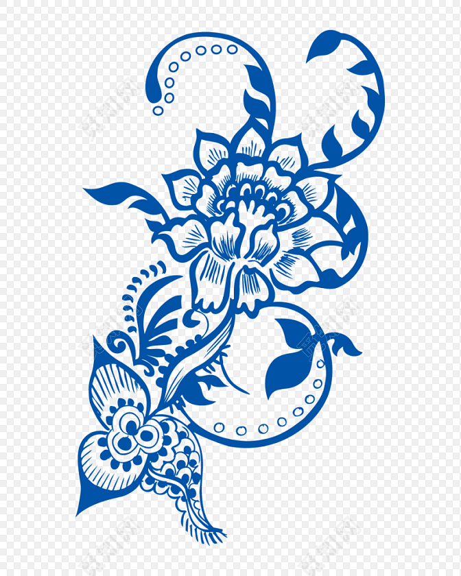 矢量青花瓷花纹