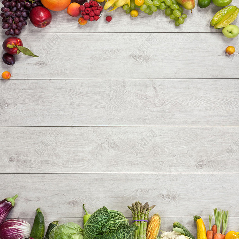 简约木板上的蔬菜水果背景