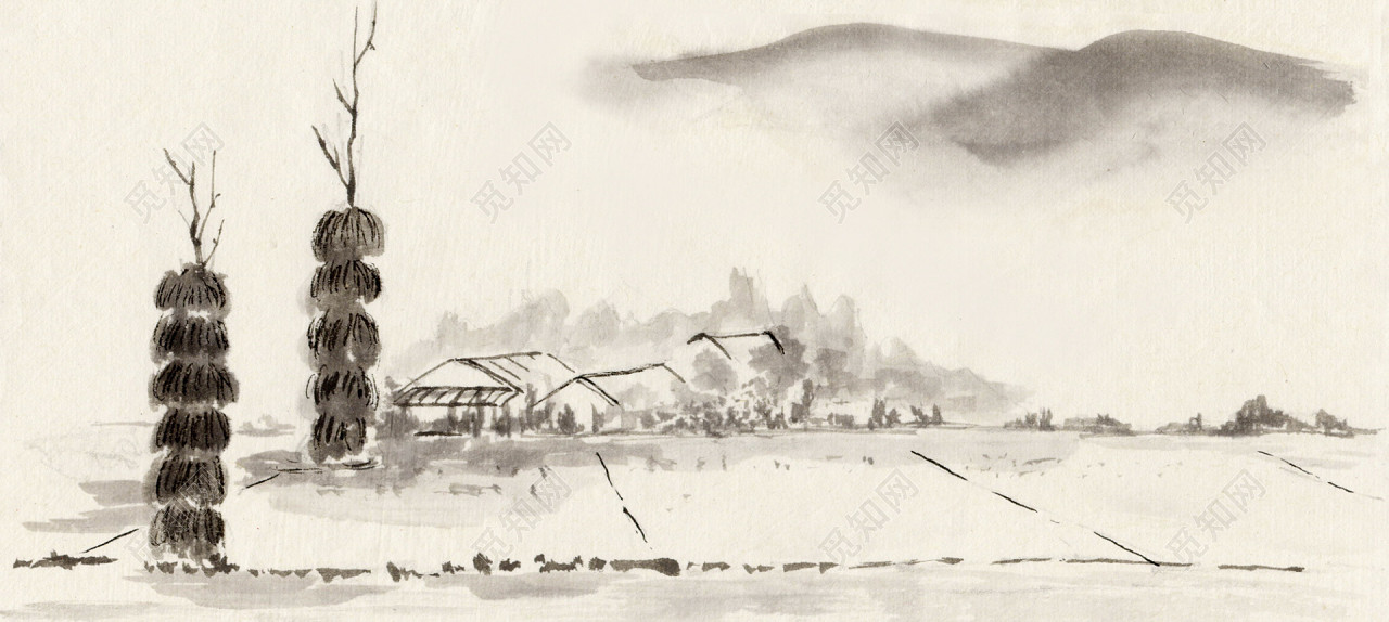 黑白水墨风景