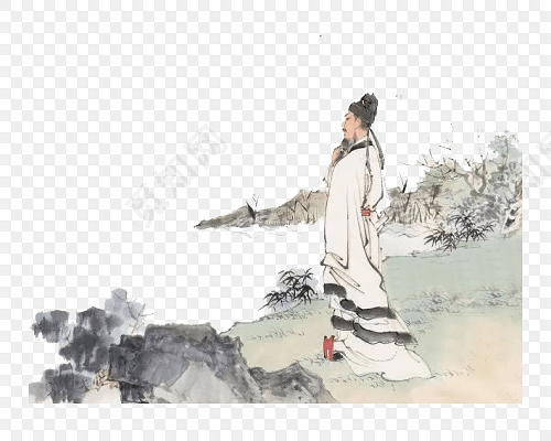 手绘诗人孟浩然山水