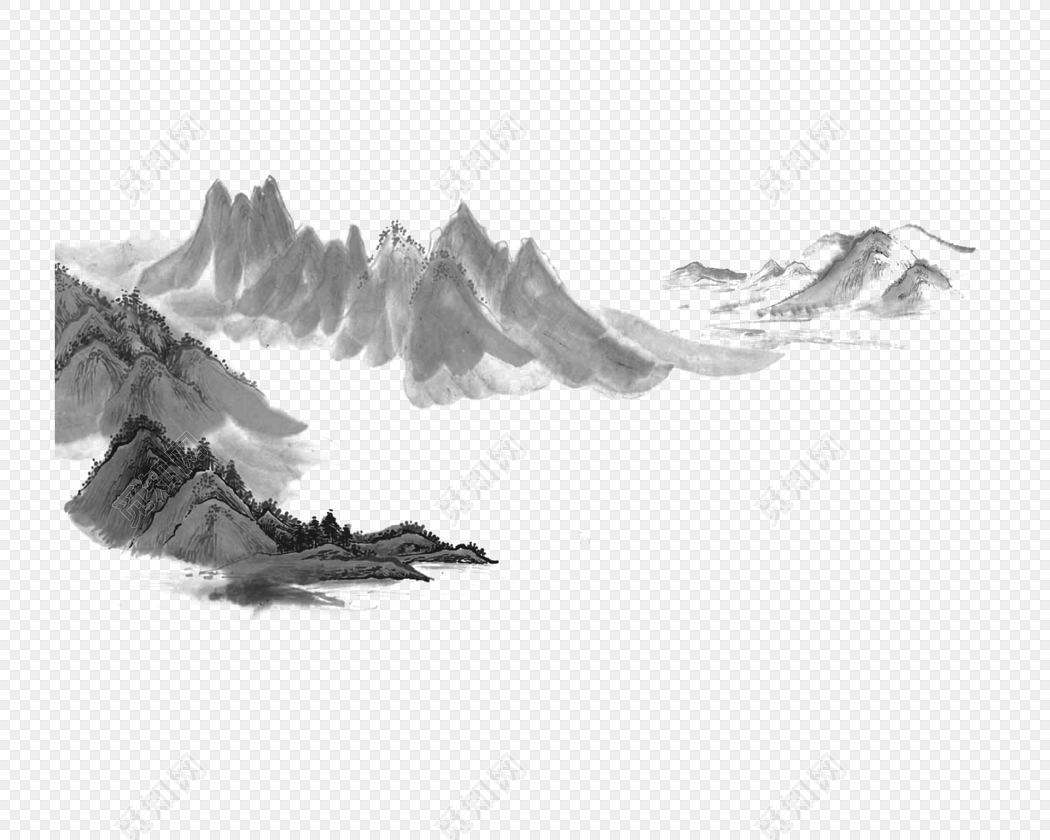 中国风水墨画山水创意背景