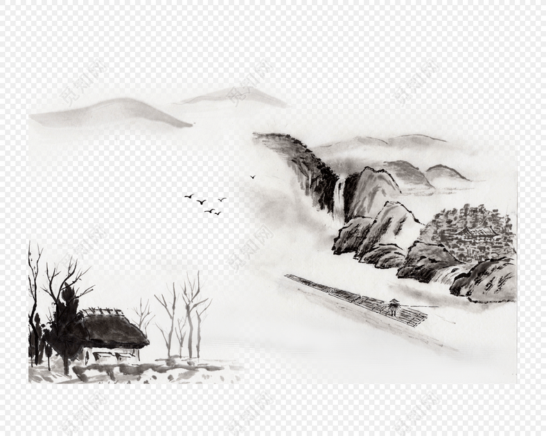 水墨山水古镇