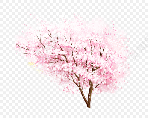 手绘水彩粉嫩桃花树免费下载_png素材_觅知网