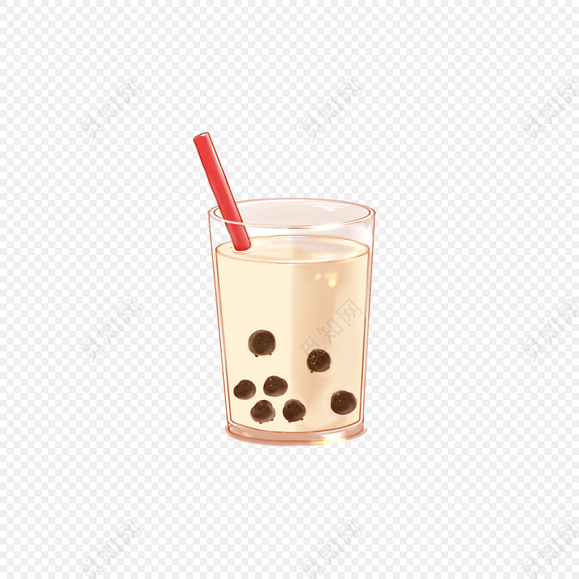 手绘红豆奶茶设计元素
