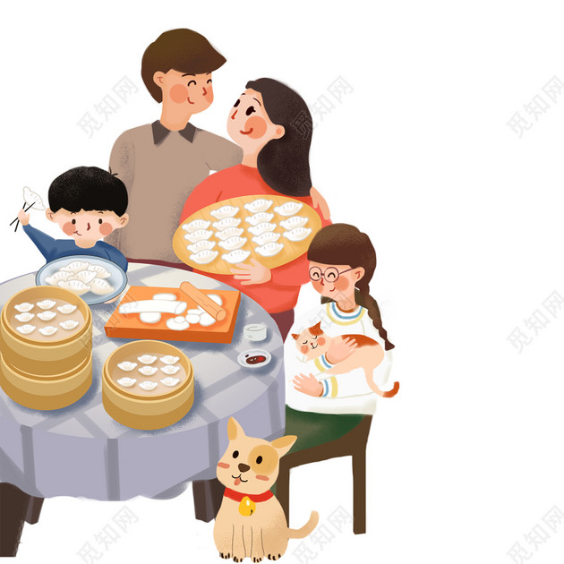 新年团圆吃饺子素材