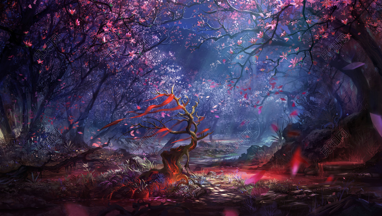 梦幻桃花林风景游戏场景图片