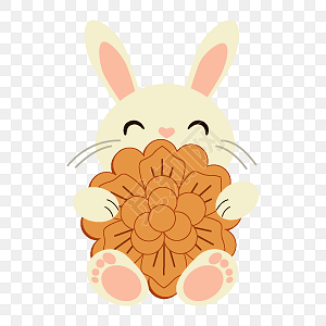 抱月饼的可爱小兔子中秋节素材