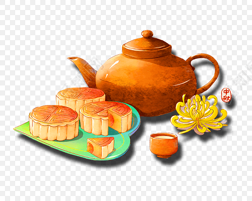 手绘月饼中秋节素材