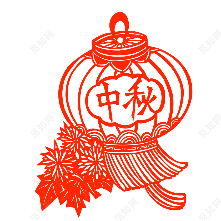 中秋节灯笼剪纸素材