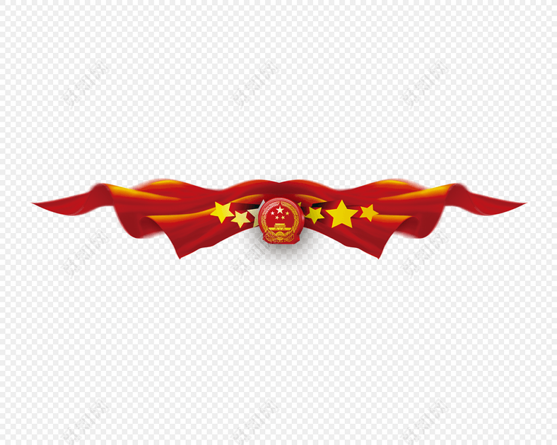 国庆节党政国徽飘带五星红旗素材