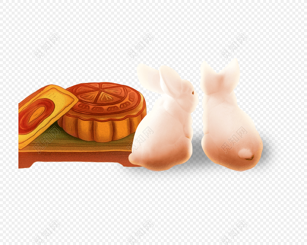 中秋节月饼卡通兔子素材