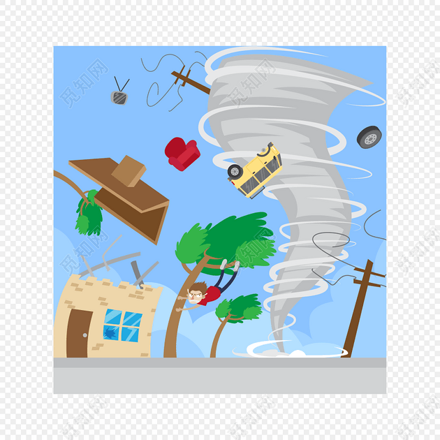 卡通台风自然灾害矢量素材