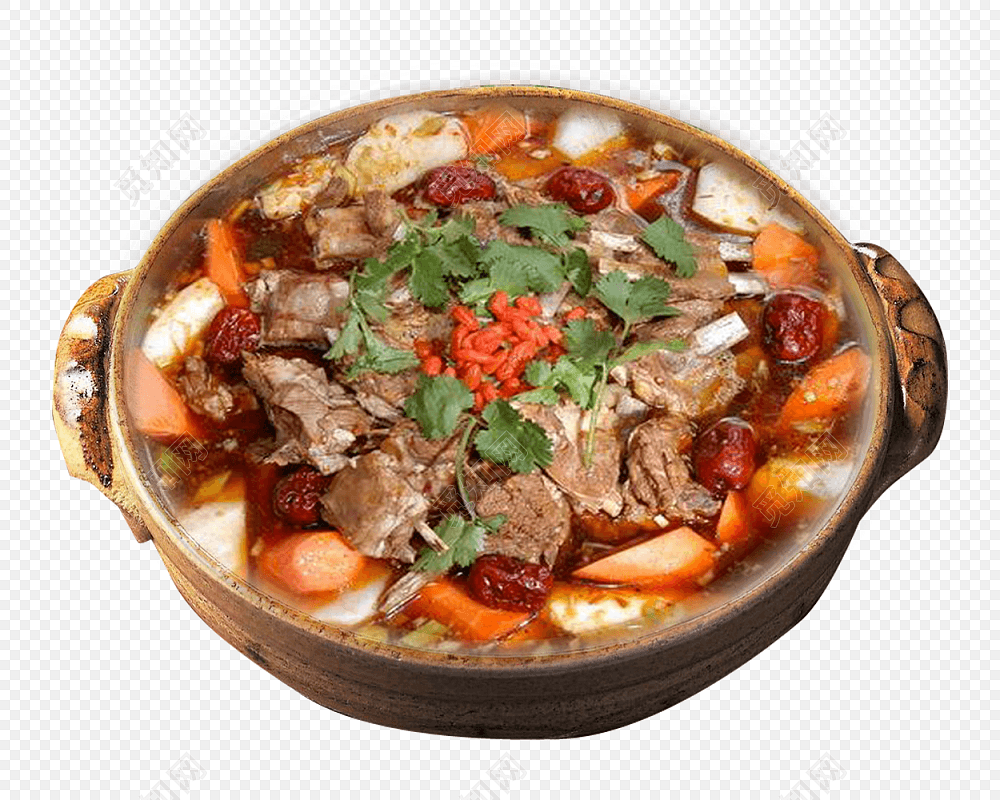 美食文化火锅羊肉底料素材