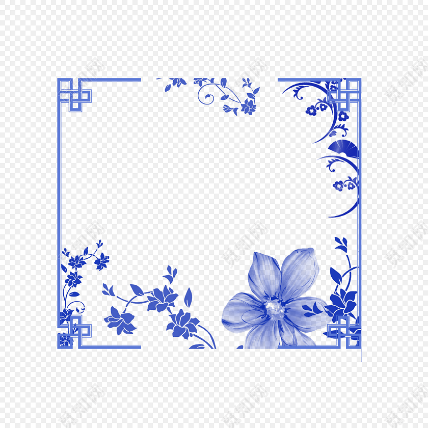 古典青花瓷花纹边框