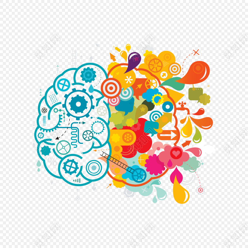 创意彩色大脑素材图片
