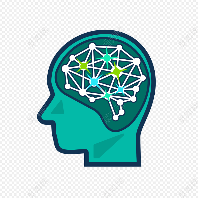 创意大脑彩色网络通路小图标logo素材
