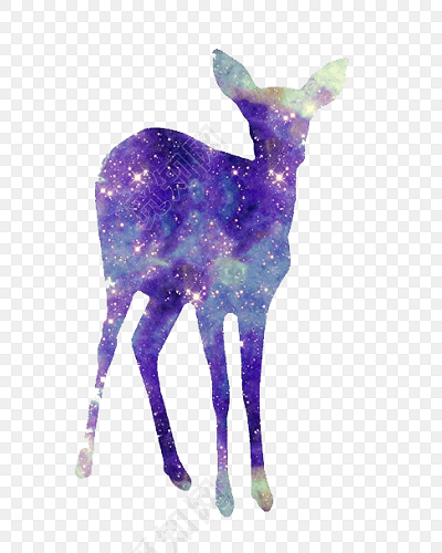梅花鹿星空剪影