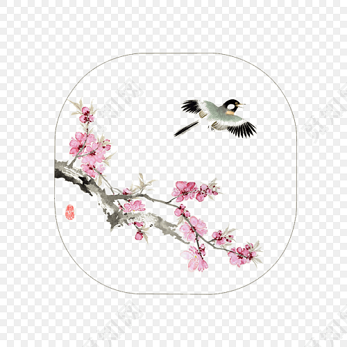 国画工笔桃花