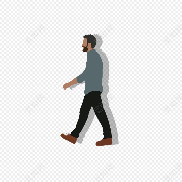 卡通扁平男人行走素材