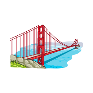 设计素材 虎门大桥  下载 水彩手绘美国加州旧金山金门大桥221322