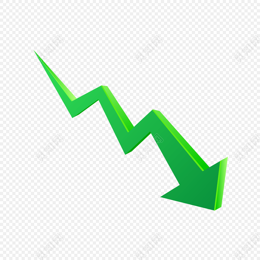阶梯式下降绿色箭头素材