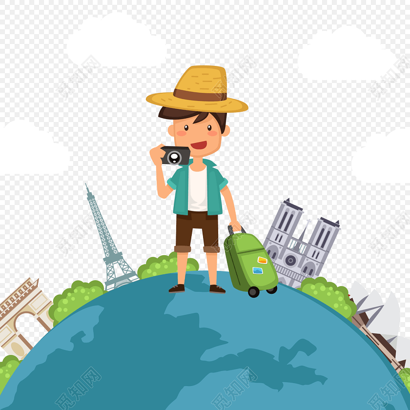 卡通男士旅游素材