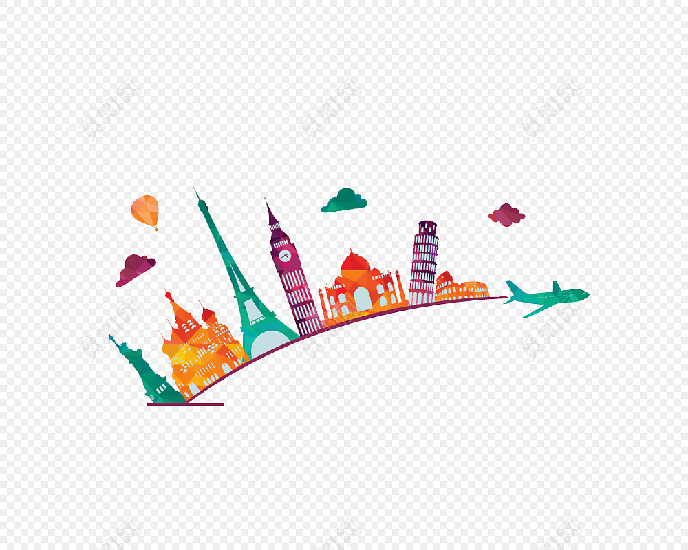 卡通法国建筑国外旅游素材