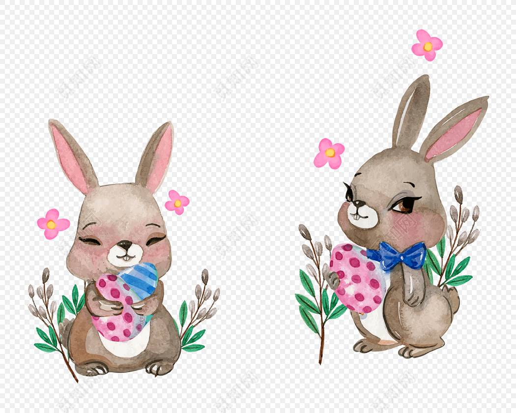 手绘兔子插画素材