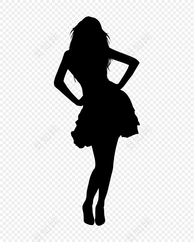 叉腰的女人剪影