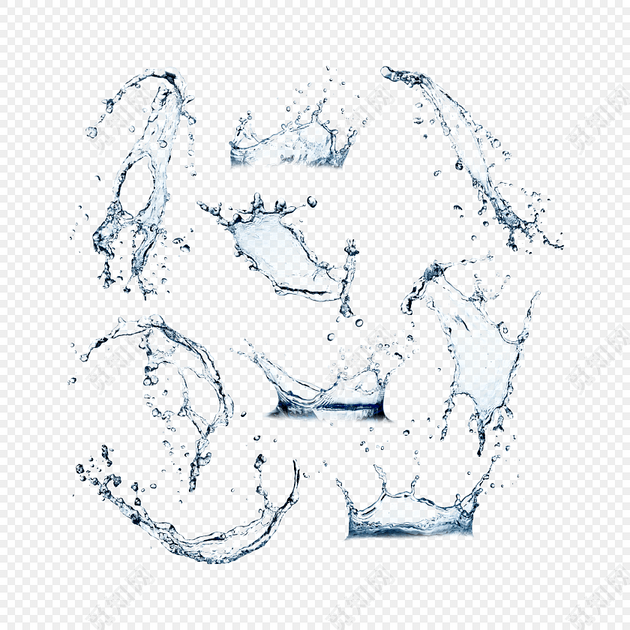 飞溅蓝色水元素水花素材