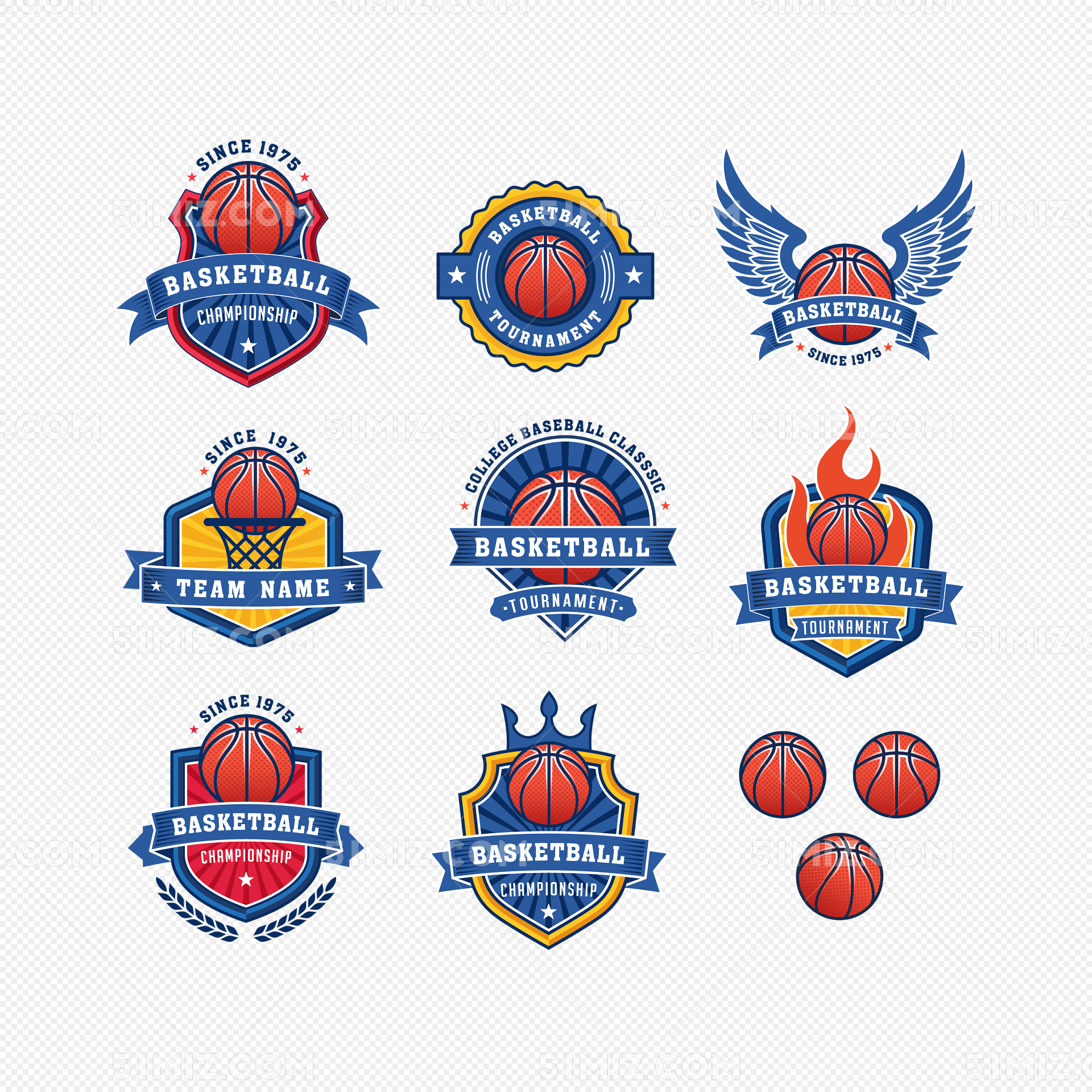 免费蓝色篮球队徽logo矢量素材