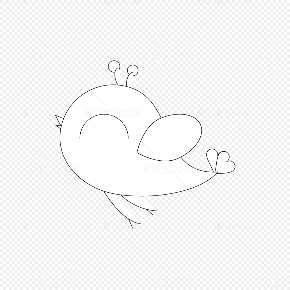 可爱鸟儿线条简笔画