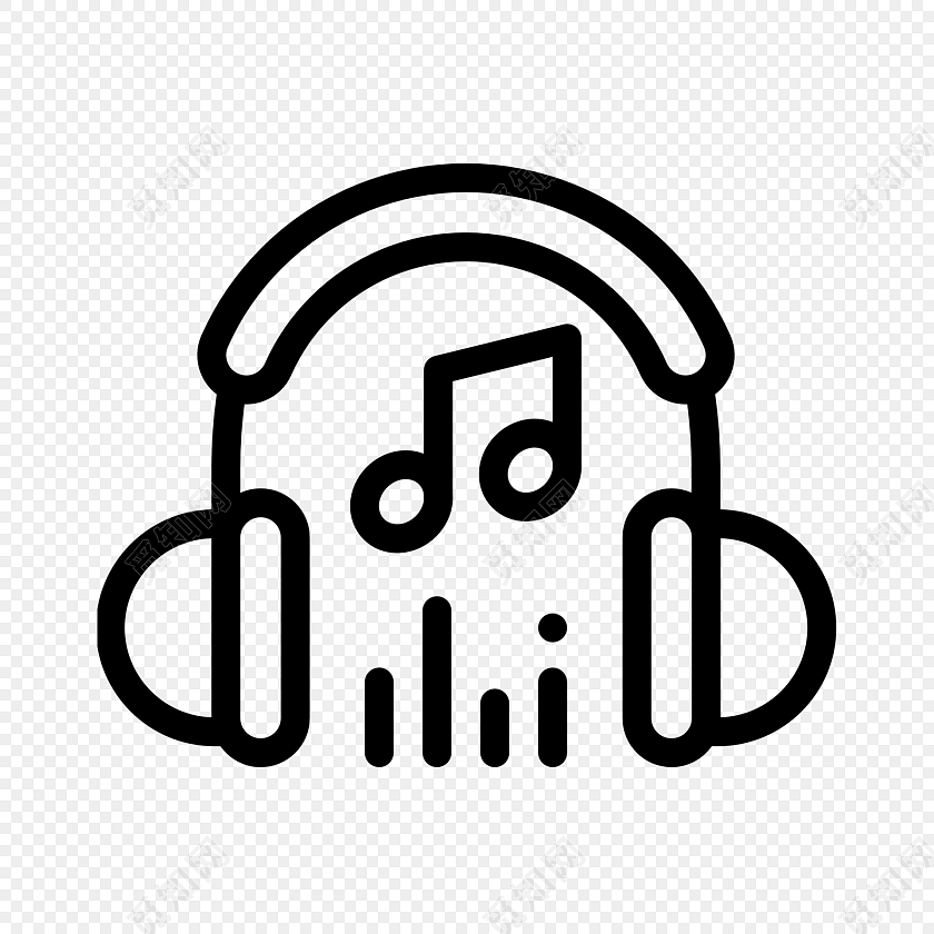 手绘音乐耳机图标元素