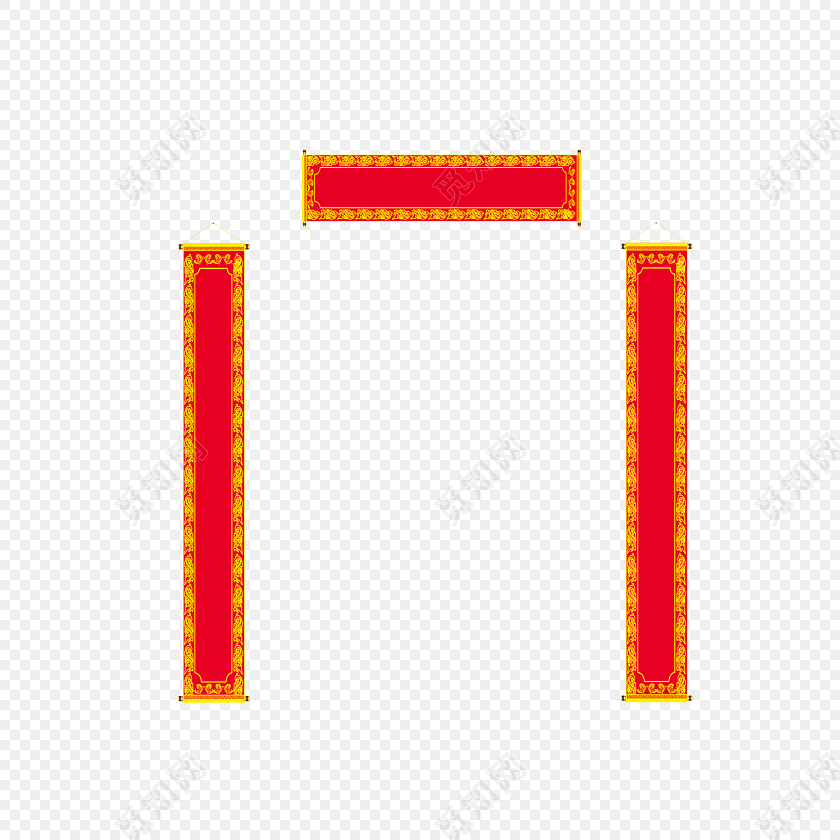 红底金边喜庆对联中国风素材