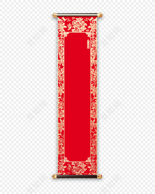 红底金边花边纹理红色喜庆对联中国风素材