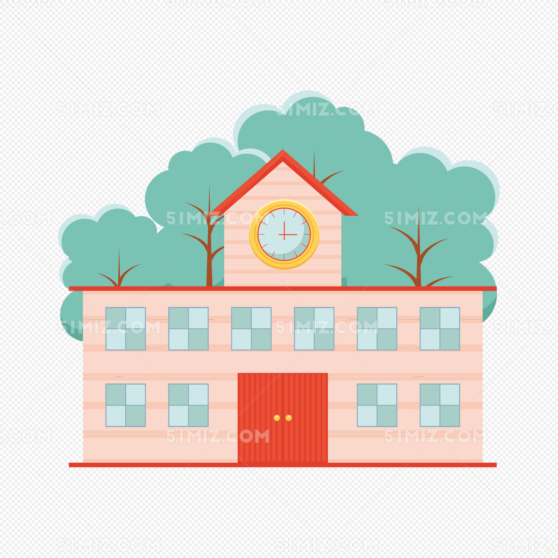 矢量扁平学校建筑