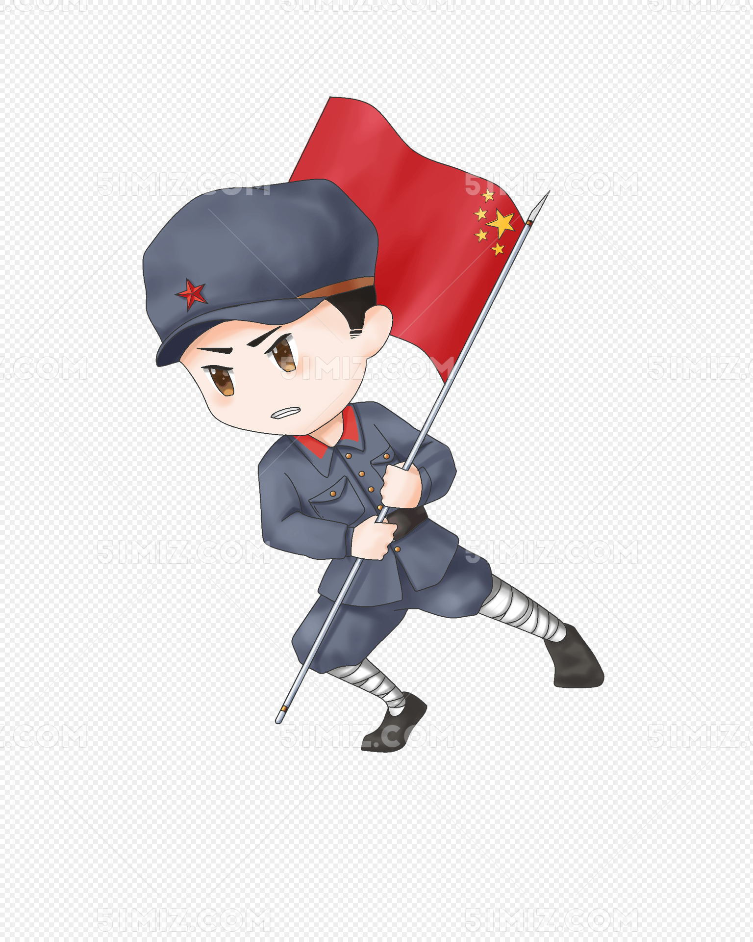 手举红旗的红军小战士插画免费下载