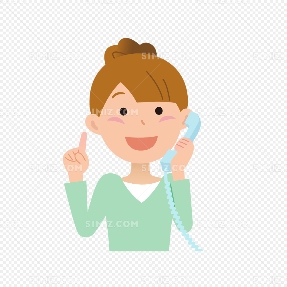 打电话的卡通女孩