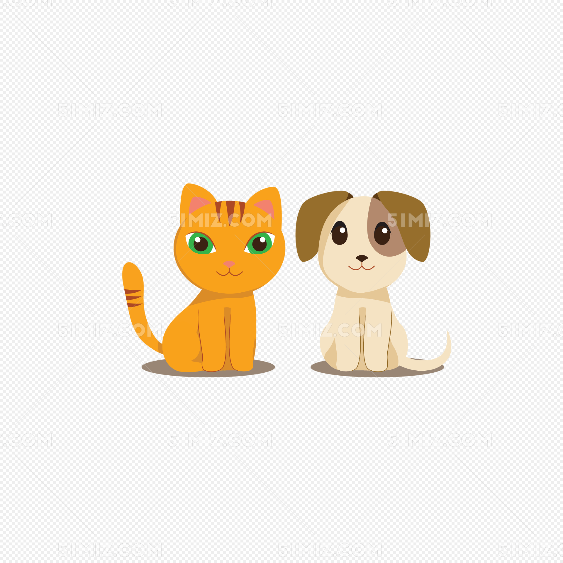 狗狗与猫咪免扣png