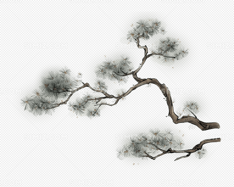 水墨松树 免费下载_png素材_觅知网