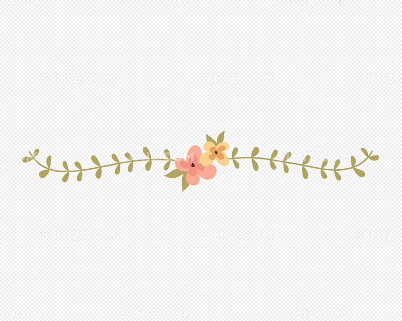 卡通图片唯美素材花朵枝条分割线